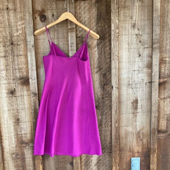 Silk-blend V-neck Spaghetti Strap Slip Chemise Nightgown - Picture 4 of 7